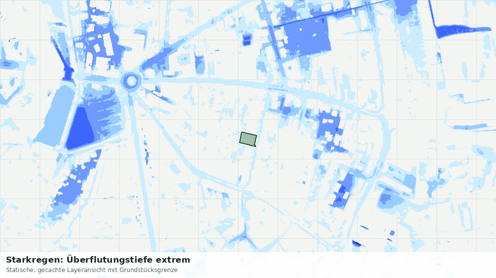 Statische Kartenansicht: Starkregen: Überflutungstiefe extrem