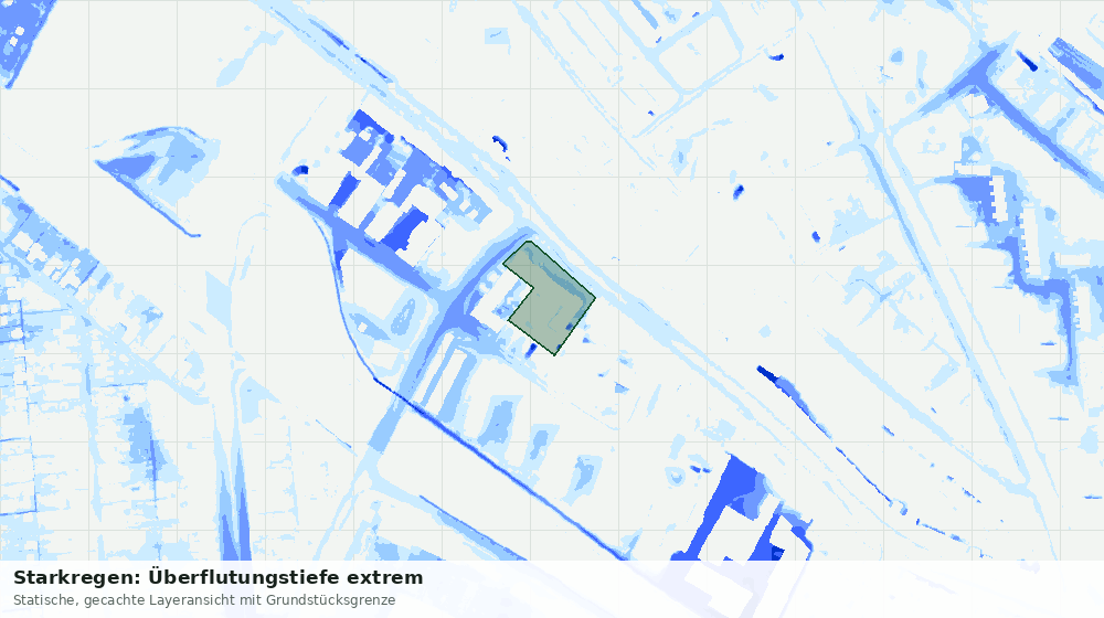 Statische Kartenansicht: Starkregen: Überflutungstiefe extrem