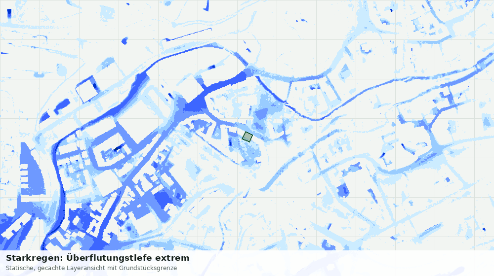 Statische Kartenansicht: Starkregen: Überflutungstiefe extrem