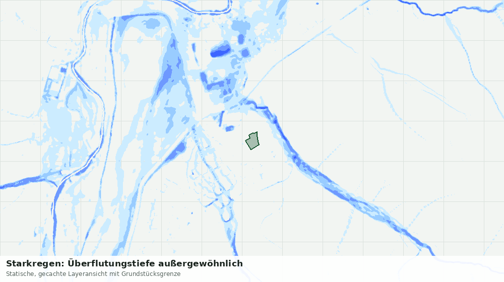 Statische Kartenansicht: Starkregen: Überflutungstiefe außergewöhnlich