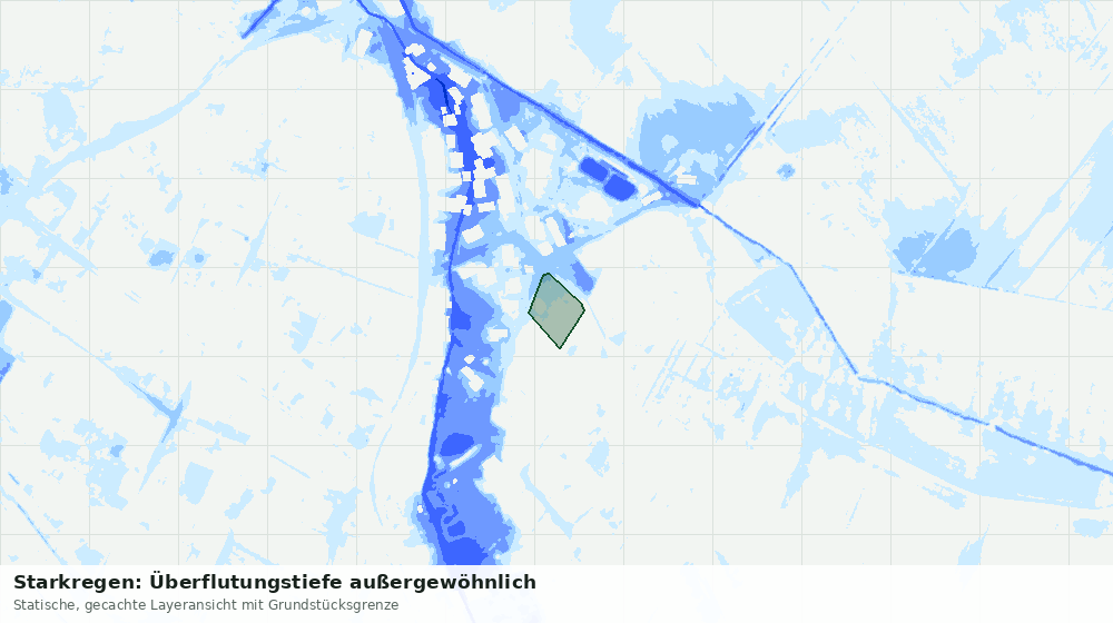 Statische Kartenansicht: Starkregen: Überflutungstiefe außergewöhnlich