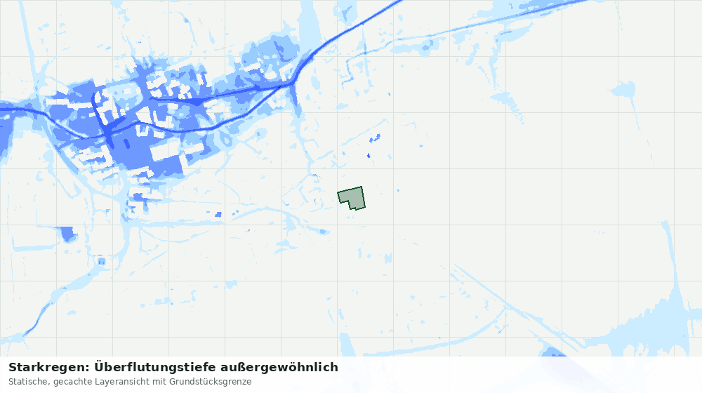 Statische Kartenansicht: Starkregen: Überflutungstiefe außergewöhnlich