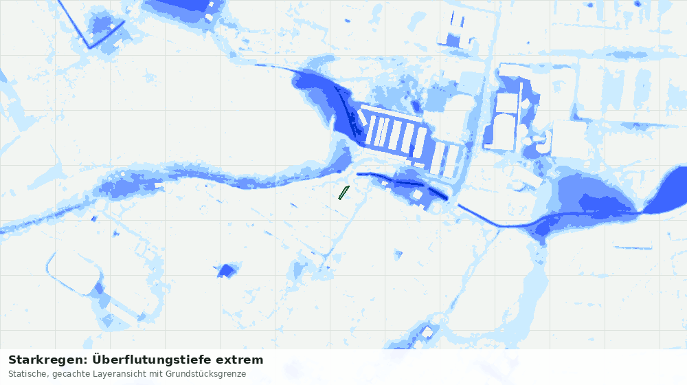 Statische Kartenansicht: Starkregen: Überflutungstiefe extrem
