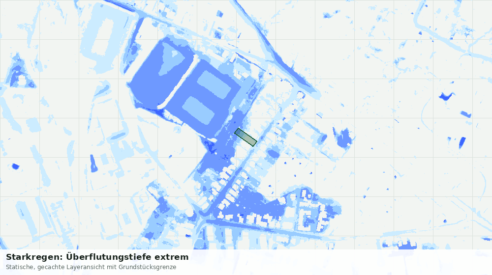 Statische Kartenansicht: Starkregen: Überflutungstiefe extrem