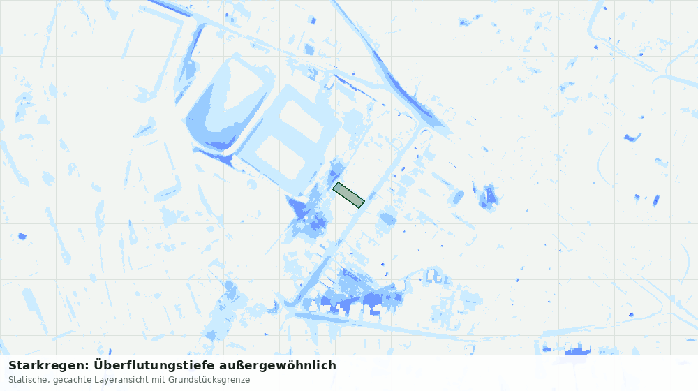 Statische Kartenansicht: Starkregen: Überflutungstiefe außergewöhnlich