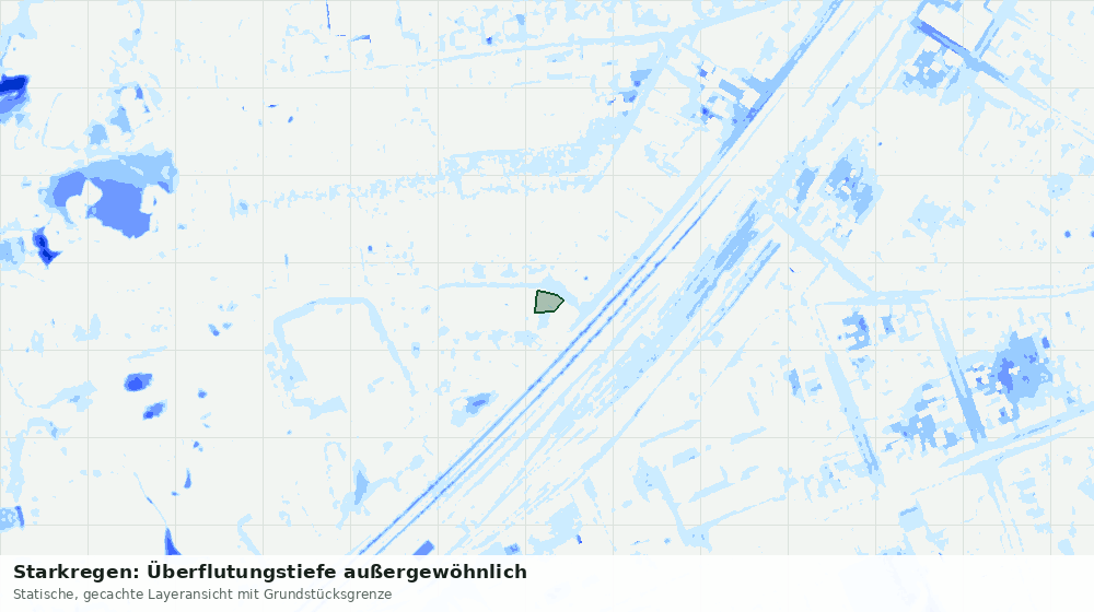 Statische Kartenansicht: Starkregen: Überflutungstiefe außergewöhnlich