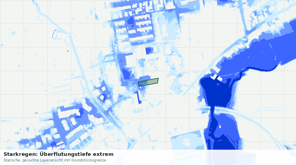 Statische Kartenansicht: Starkregen: Überflutungstiefe extrem