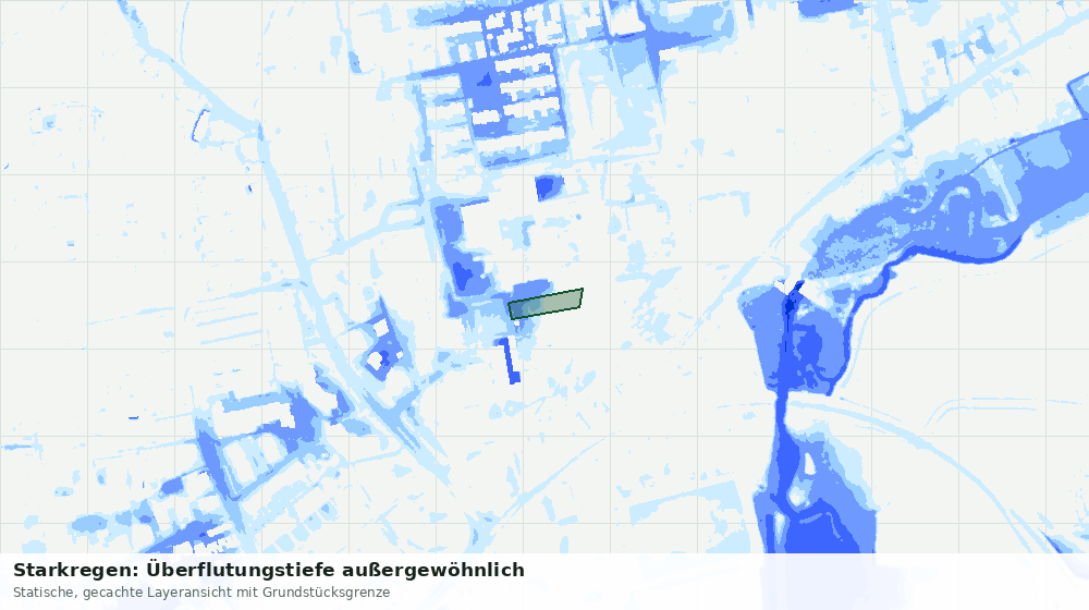 Statische Kartenansicht: Starkregen: Überflutungstiefe außergewöhnlich