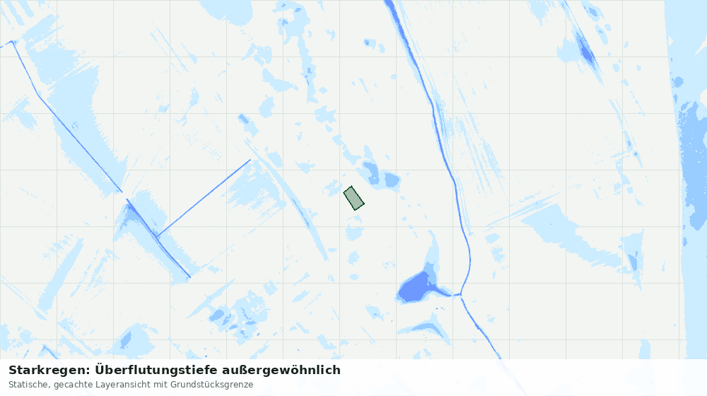 Statische Kartenansicht: Starkregen: Überflutungstiefe außergewöhnlich