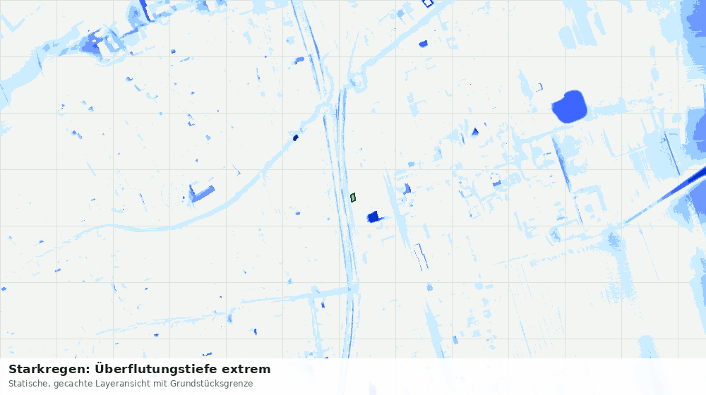 Statische Kartenansicht: Starkregen: Überflutungstiefe extrem