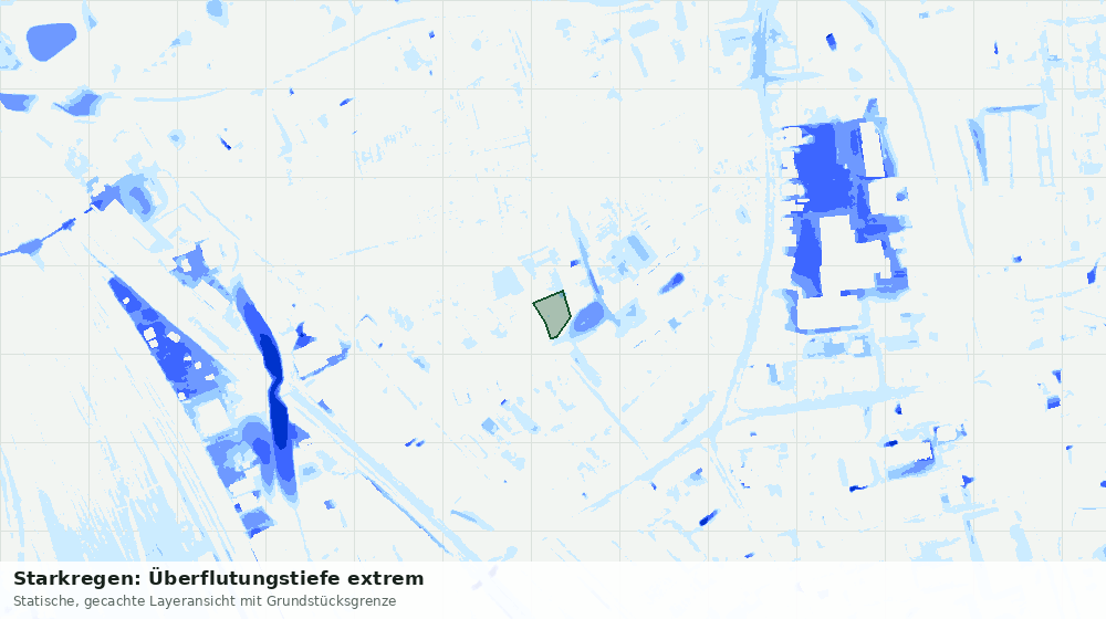 Statische Kartenansicht: Starkregen: Überflutungstiefe extrem