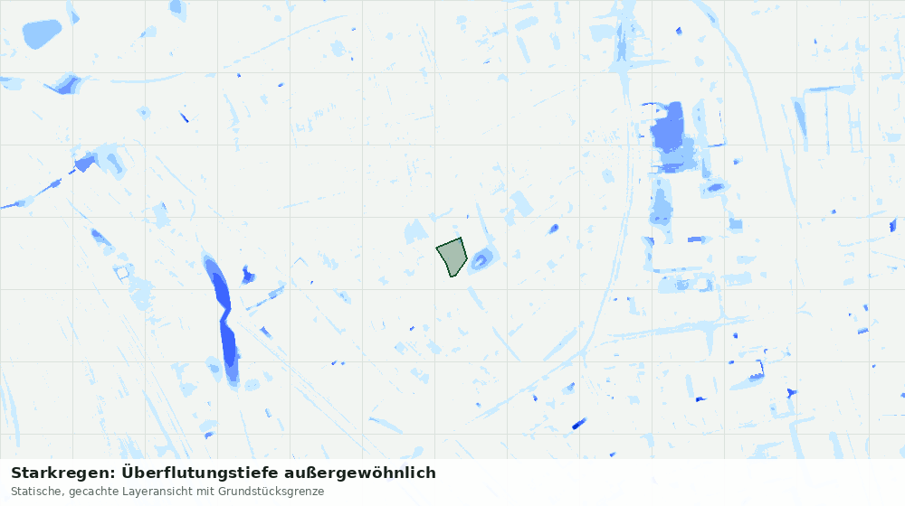 Statische Kartenansicht: Starkregen: Überflutungstiefe außergewöhnlich