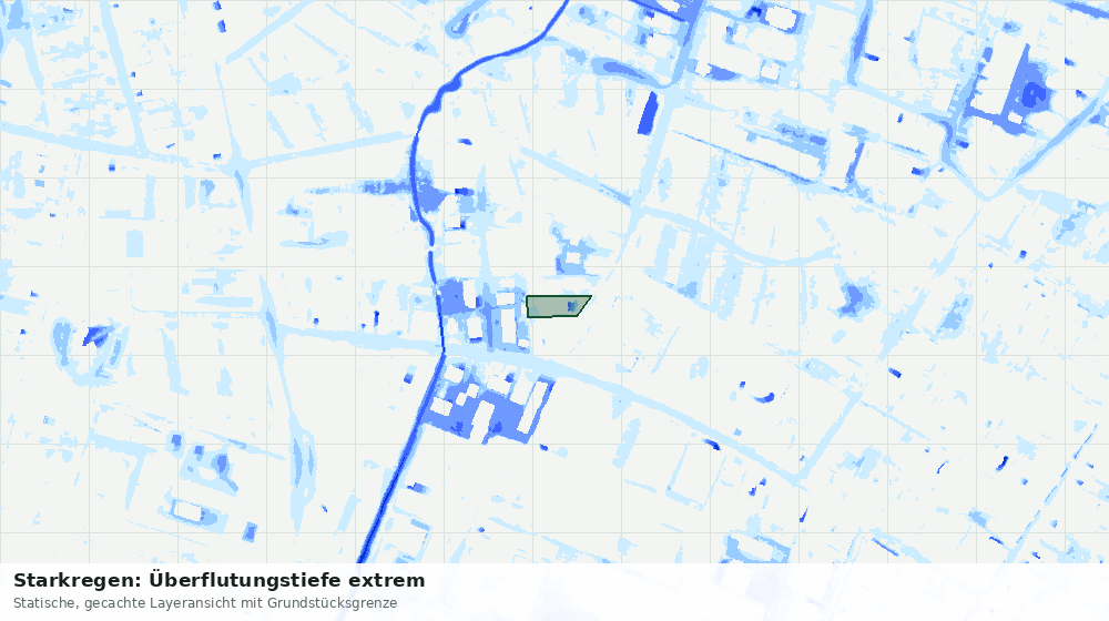 Statische Kartenansicht: Starkregen: Überflutungstiefe extrem