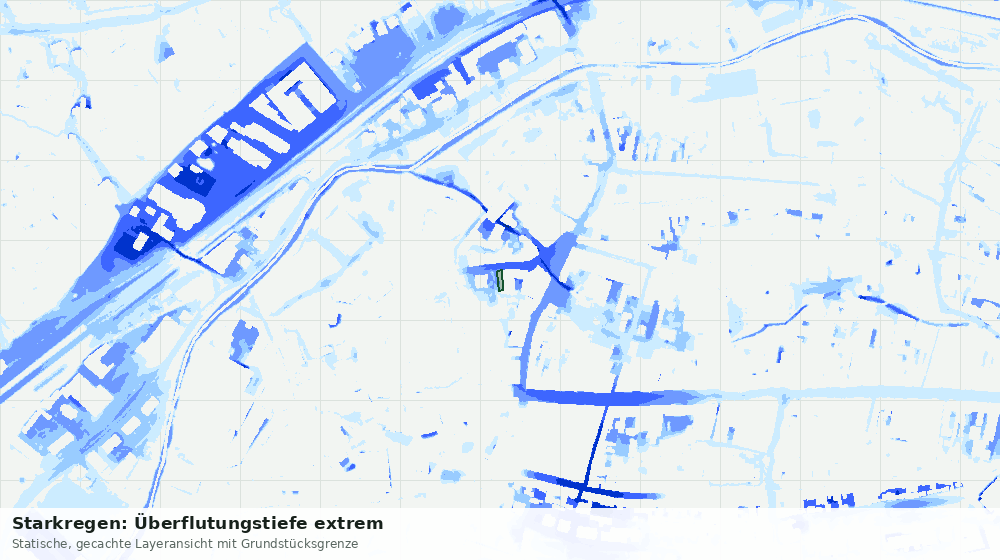 Statische Kartenansicht: Starkregen: Überflutungstiefe extrem