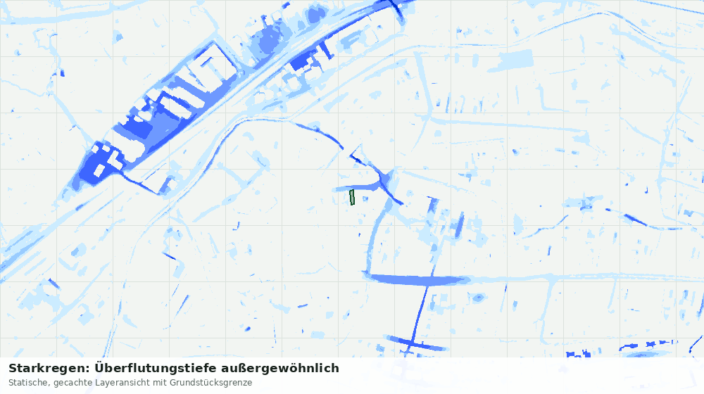 Statische Kartenansicht: Starkregen: Überflutungstiefe außergewöhnlich