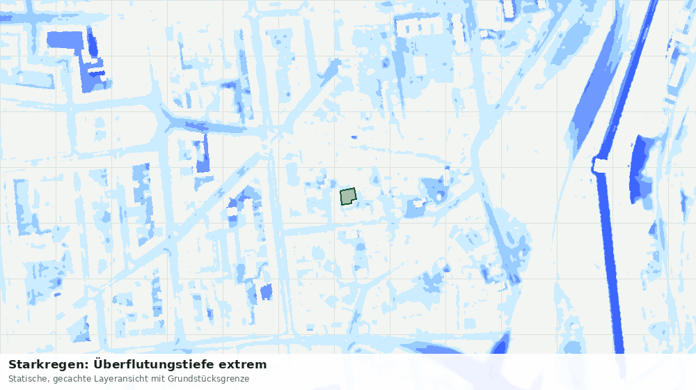 Statische Kartenansicht: Starkregen: Überflutungstiefe extrem