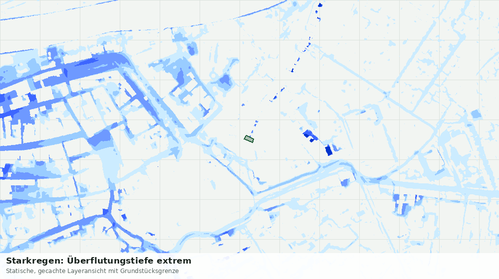 Statische Kartenansicht: Starkregen: Überflutungstiefe extrem