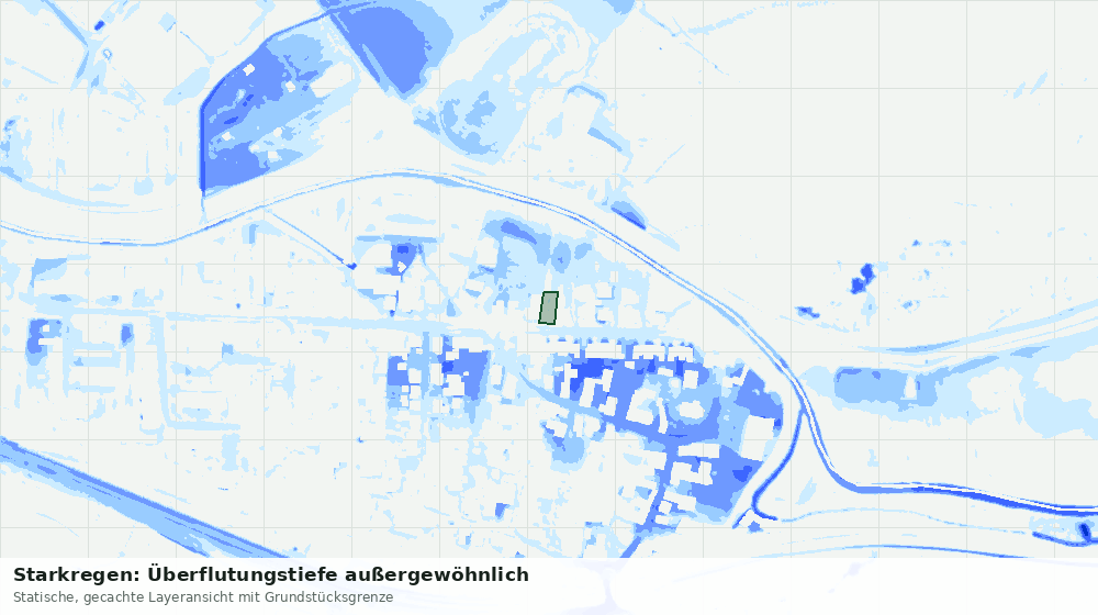 Statische Kartenansicht: Starkregen: Überflutungstiefe außergewöhnlich