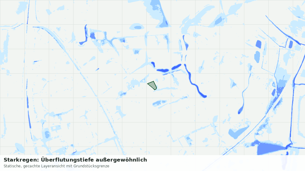 Statische Kartenansicht: Starkregen: Überflutungstiefe außergewöhnlich