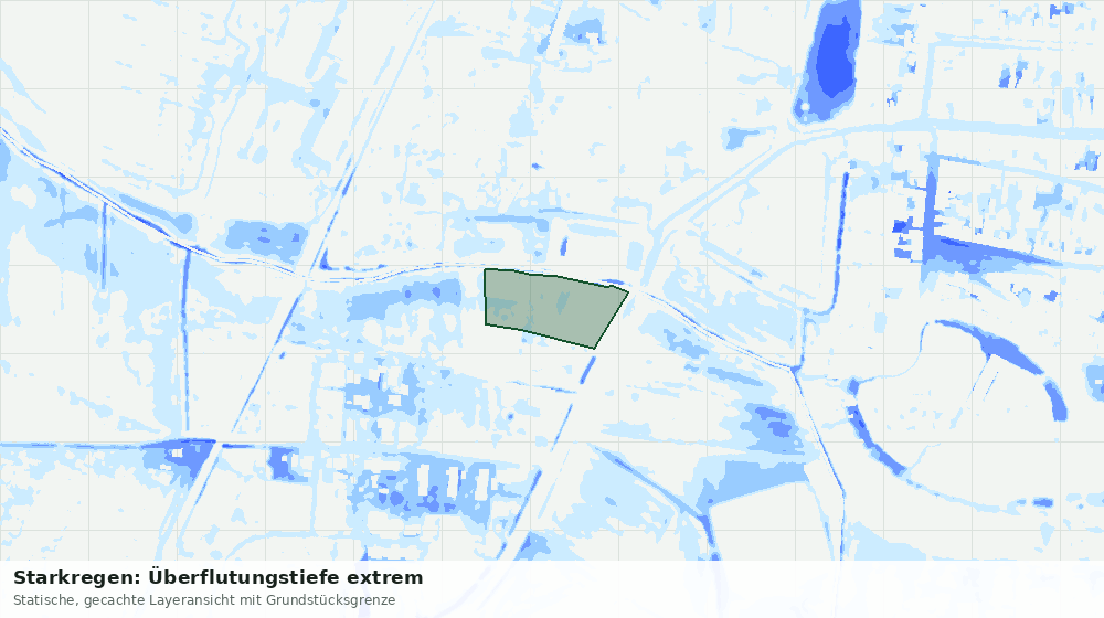 Statische Kartenansicht: Starkregen: Überflutungstiefe extrem