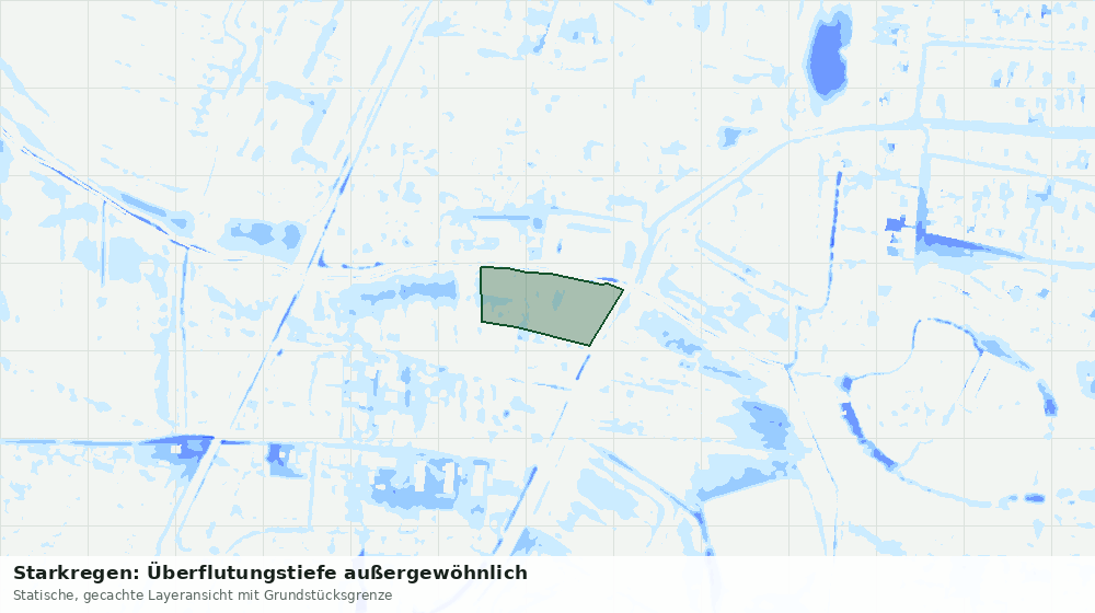 Statische Kartenansicht: Starkregen: Überflutungstiefe außergewöhnlich