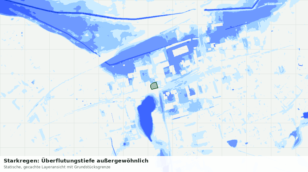 Statische Kartenansicht: Starkregen: Überflutungstiefe außergewöhnlich