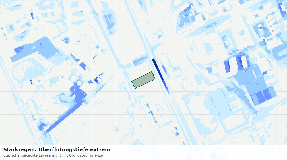 Statische Kartenansicht: Starkregen: Überflutungstiefe extrem