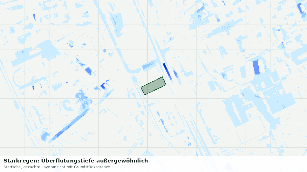Statische Kartenansicht: Starkregen: Überflutungstiefe außergewöhnlich