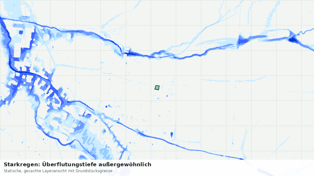 Statische Kartenansicht: Starkregen: Überflutungstiefe außergewöhnlich