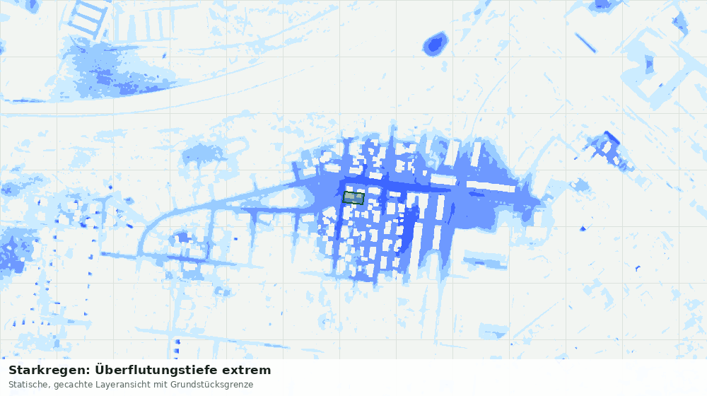 Statische Kartenansicht: Starkregen: Überflutungstiefe extrem