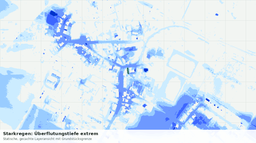 Statische Kartenansicht: Starkregen: Überflutungstiefe extrem