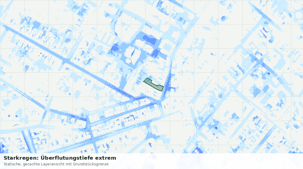Statische Kartenansicht: Starkregen: Überflutungstiefe extrem