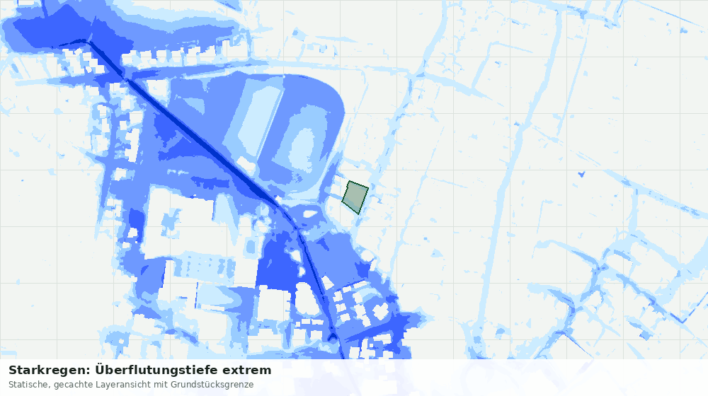 Statische Kartenansicht: Starkregen: Überflutungstiefe extrem