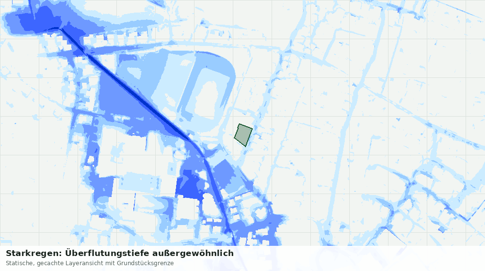 Statische Kartenansicht: Starkregen: Überflutungstiefe außergewöhnlich
