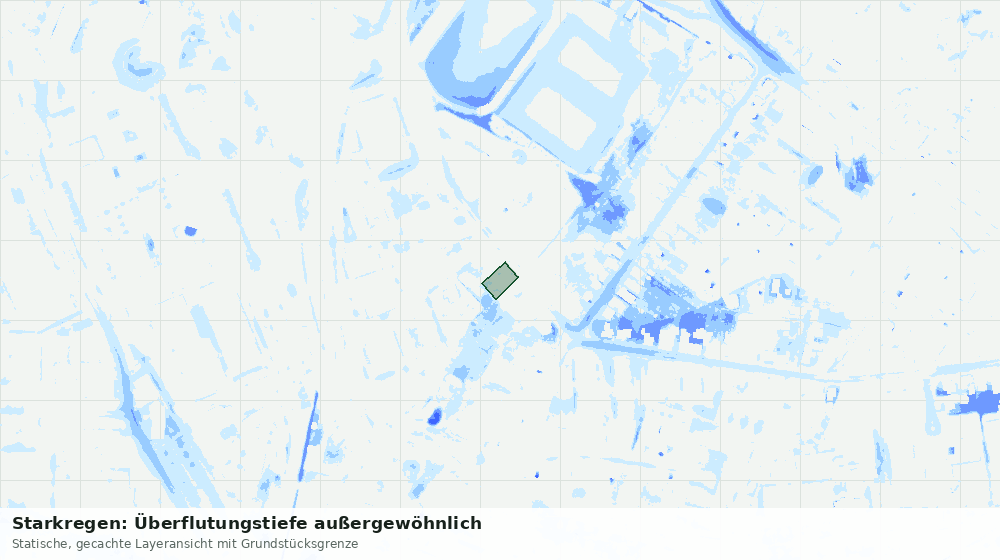 Statische Kartenansicht: Starkregen: Überflutungstiefe außergewöhnlich