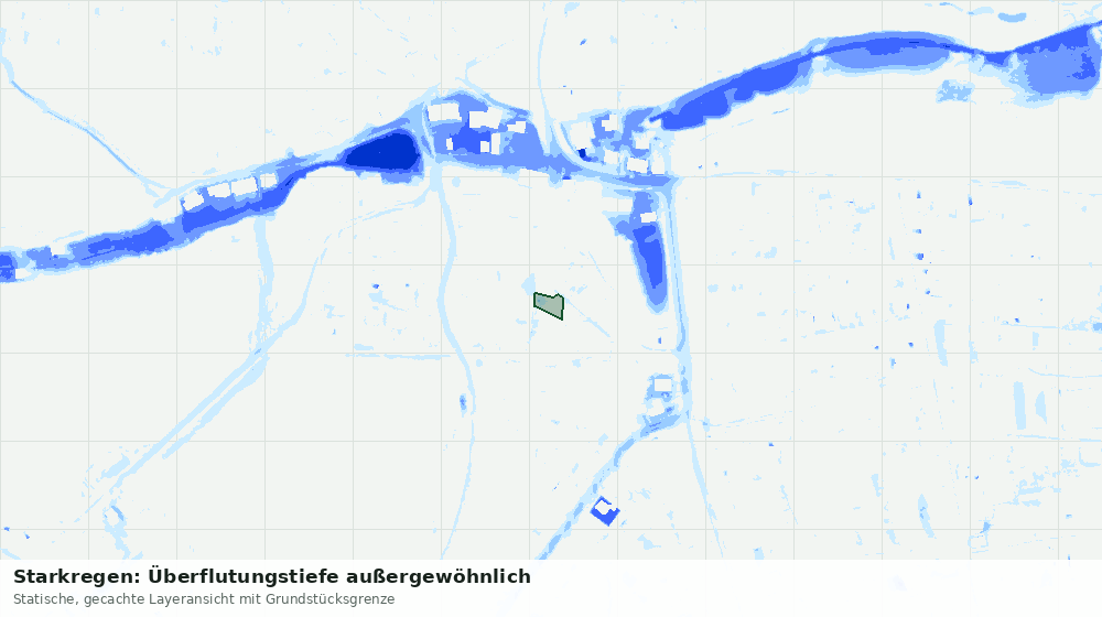 Statische Kartenansicht: Starkregen: Überflutungstiefe außergewöhnlich