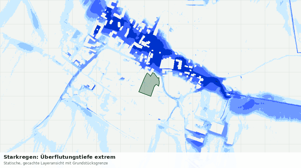 Statische Kartenansicht: Starkregen: Überflutungstiefe extrem
