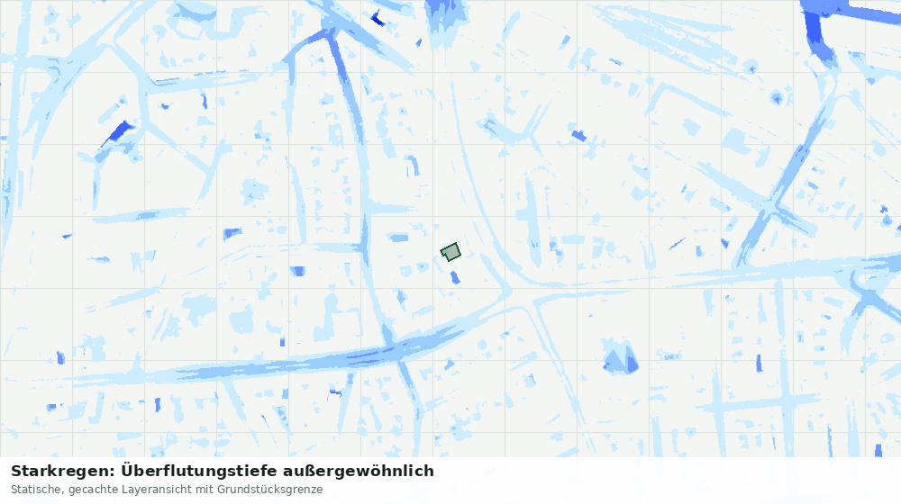 Statische Kartenansicht: Starkregen: Überflutungstiefe außergewöhnlich
