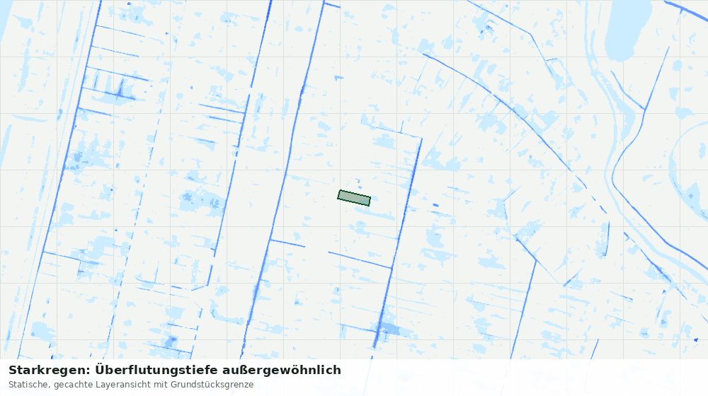 Statische Kartenansicht: Starkregen: Überflutungstiefe außergewöhnlich