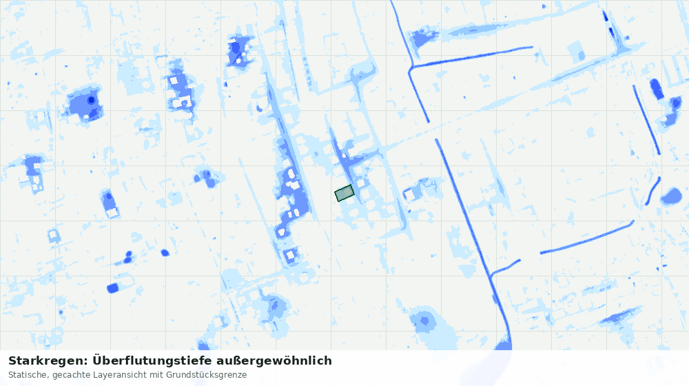Statische Kartenansicht: Starkregen: Überflutungstiefe außergewöhnlich