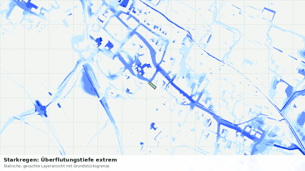 Statische Kartenansicht: Starkregen: Überflutungstiefe extrem