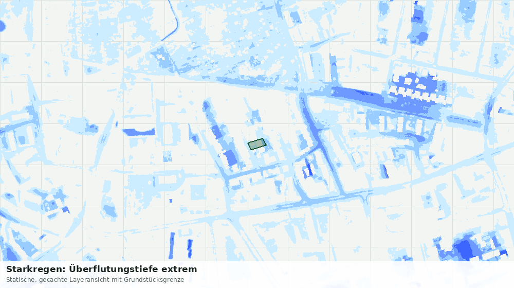Statische Kartenansicht: Starkregen: Überflutungstiefe extrem