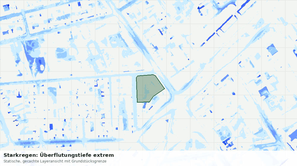Statische Kartenansicht: Starkregen: Überflutungstiefe extrem
