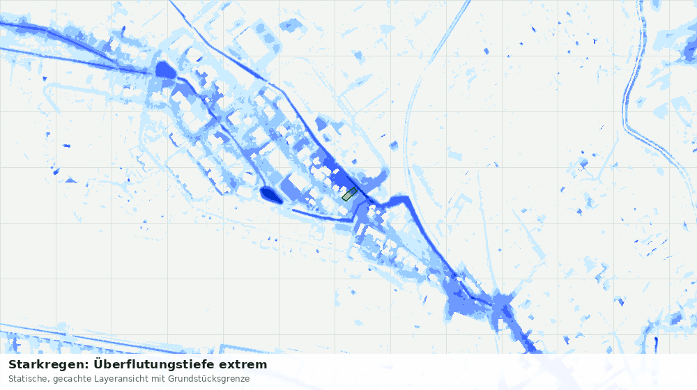 Statische Kartenansicht: Starkregen: Überflutungstiefe extrem