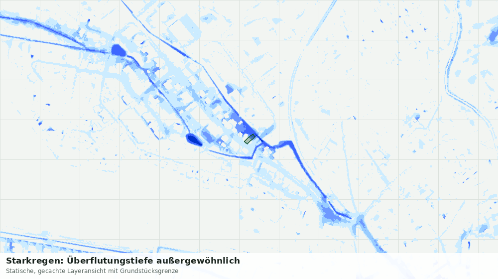 Statische Kartenansicht: Starkregen: Überflutungstiefe außergewöhnlich