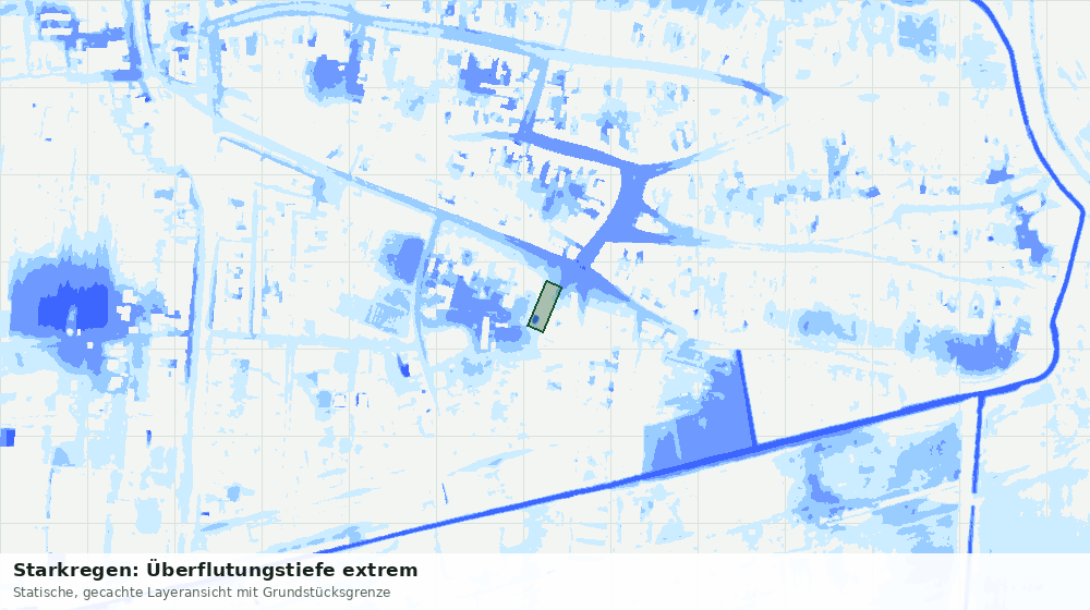 Statische Kartenansicht: Starkregen: Überflutungstiefe extrem