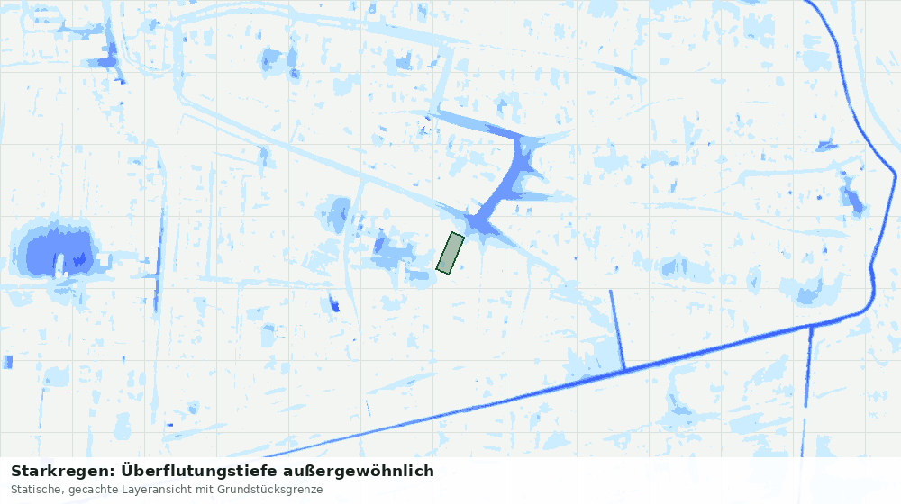 Statische Kartenansicht: Starkregen: Überflutungstiefe außergewöhnlich
