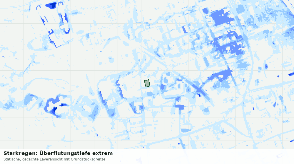 Statische Kartenansicht: Starkregen: Überflutungstiefe extrem