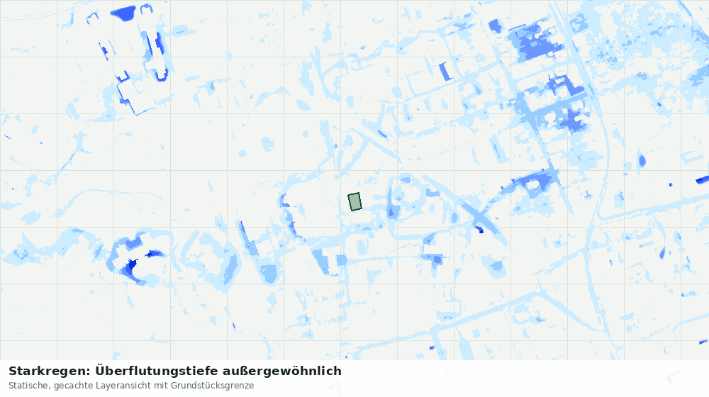 Statische Kartenansicht: Starkregen: Überflutungstiefe außergewöhnlich