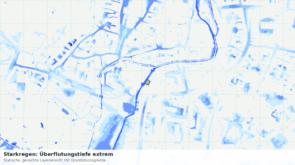 Statische Kartenansicht: Starkregen: Überflutungstiefe extrem